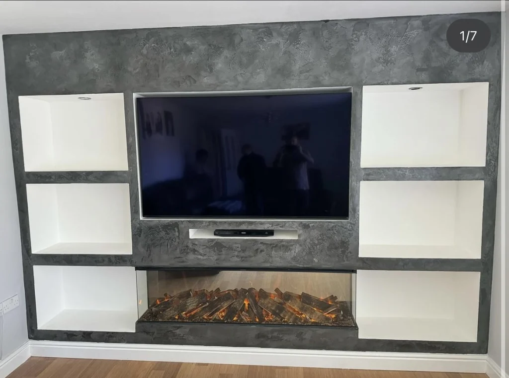 Statement Slab Media Walls: Large-Format Luxury