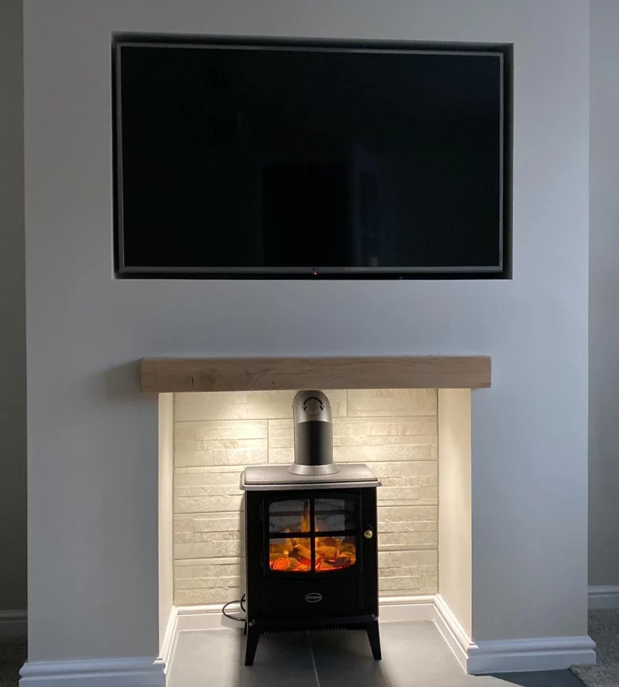 Media wall with fireplace