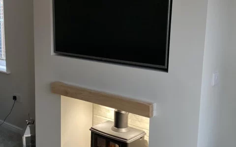 media wall with fireplace stove