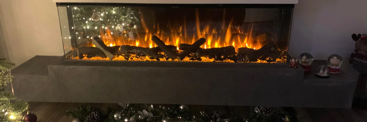 white media-wall electric fireplace