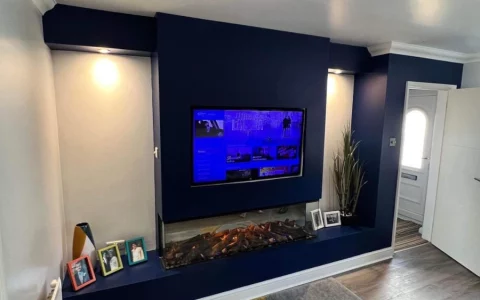 Tangaroa Color Centrepiece Media Wall with Panoramic Electric Fire