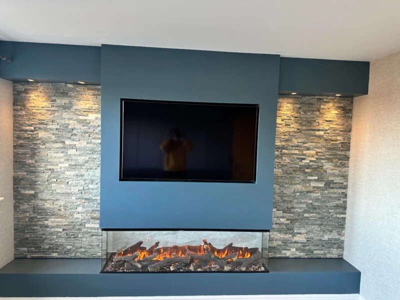 media wall with fireplace