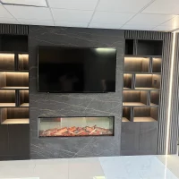 latest media walls design with wood